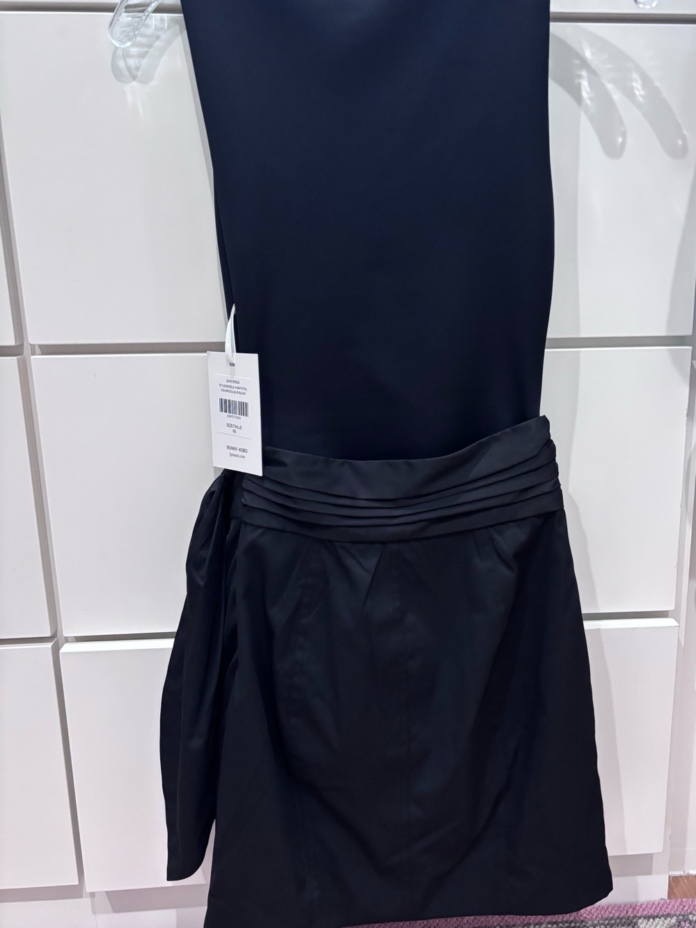 Ronny Kobo Collection Black Mini Dress with Pleated Sash Waist
